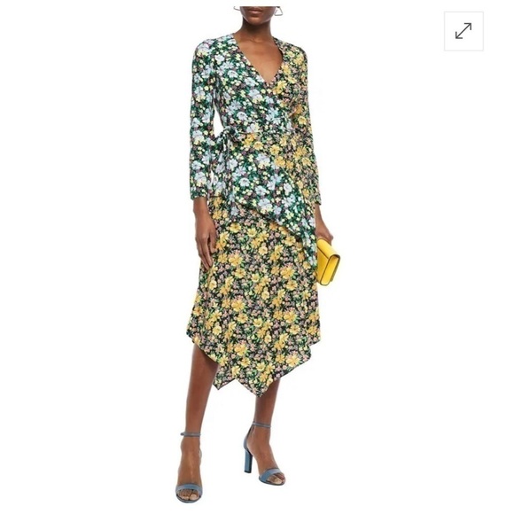 Maje Roen Floral Asymmetric Midi Dress - Picture 5 of 8